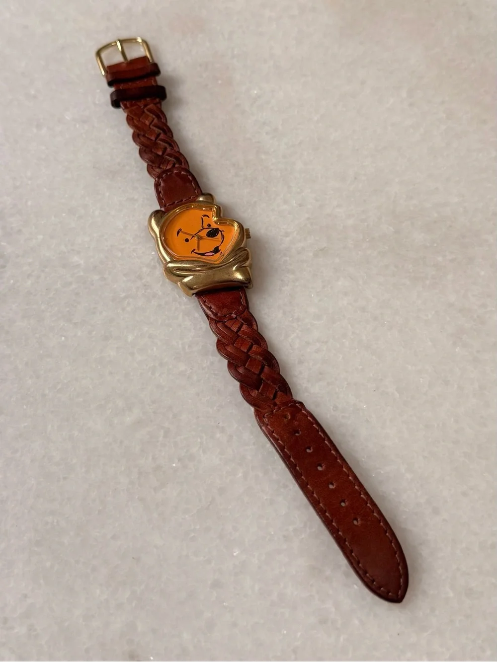 ✔Vintage Disney x Timex Winnie the Pooh Braided Leather Watch